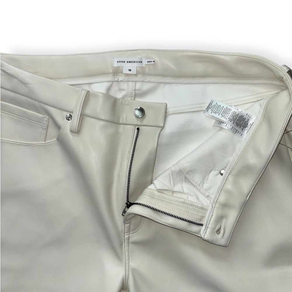GOOD AMERICAN Good Legs Mini Boot Faux Leather Pant in Bone Size18 NEW - Picture 9 of 14